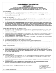 Form CF-16 Candidate Authorization for a Committee to Make All Campaign Financial Disclosures - New York, Page 2