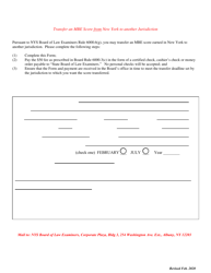 Document preview: Form I Mbe Score Transfer Request - New York