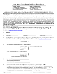 Application for Non-standard Test Accommodations (Nta) - New York