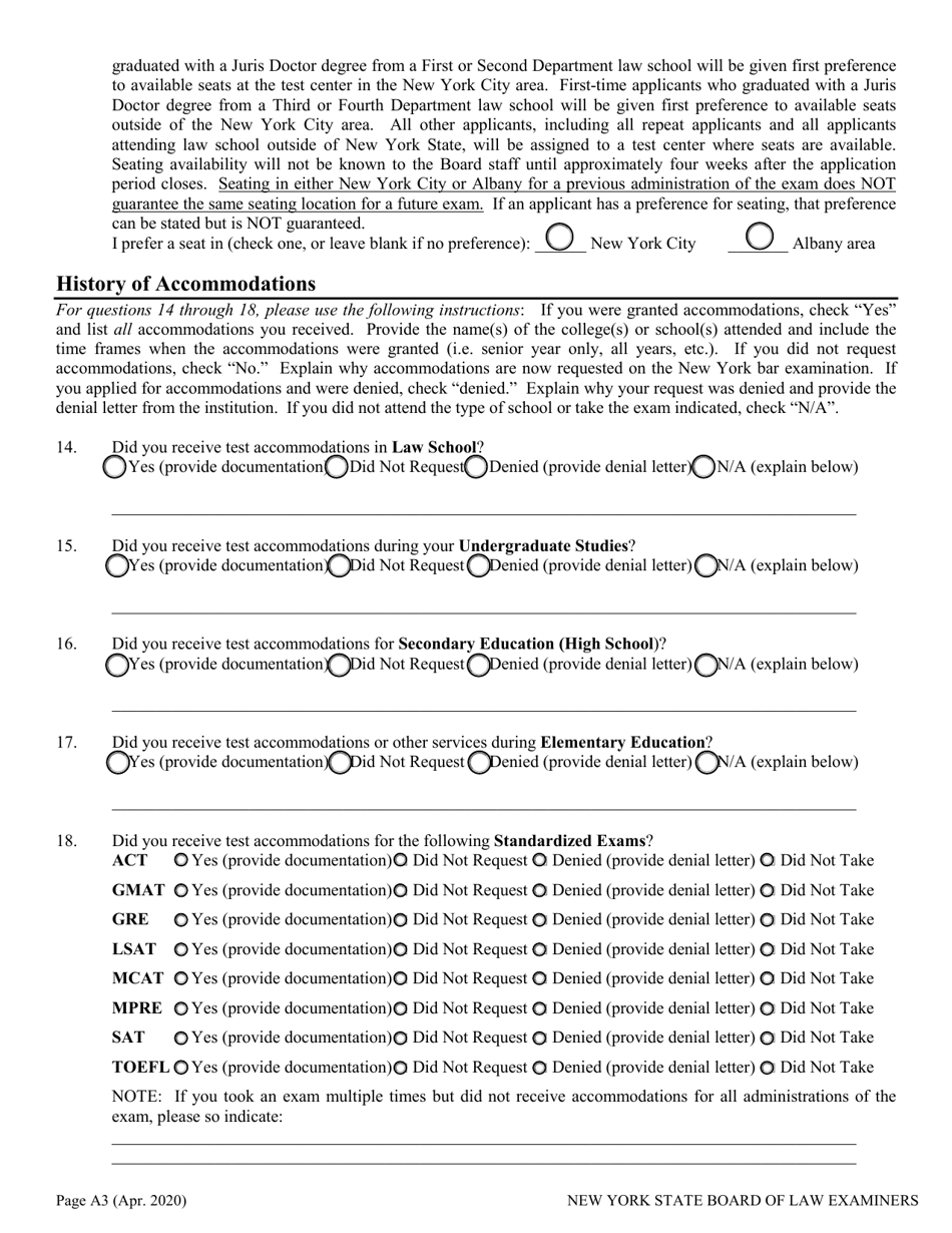 Application for Non-standard Test Accommodations (Nta) - New York, Page 3
