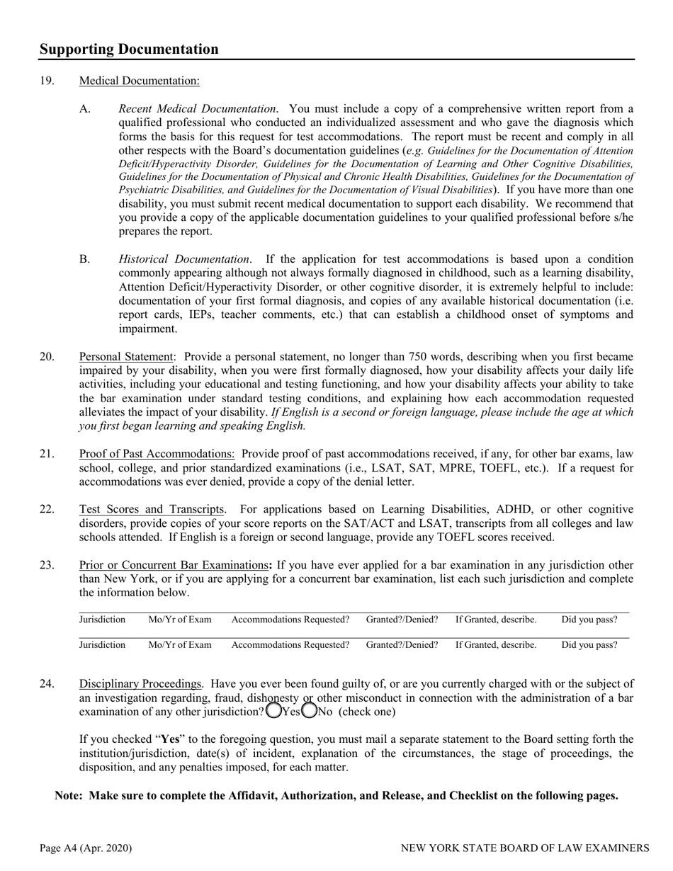 Application for Non-standard Test Accommodations (Nta) - New York, Page 4