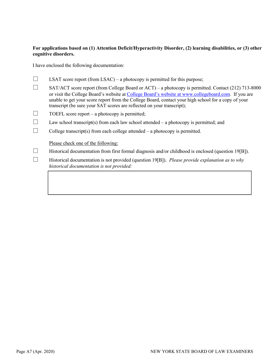 Application for Non-standard Test Accommodations (Nta) - New York, Page 7