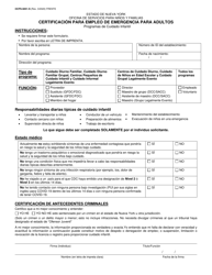 Document preview: Formulario OCFS-6051-S Certificacion Para Empleo De Emergencia Para Adultos - New York (Spanish)