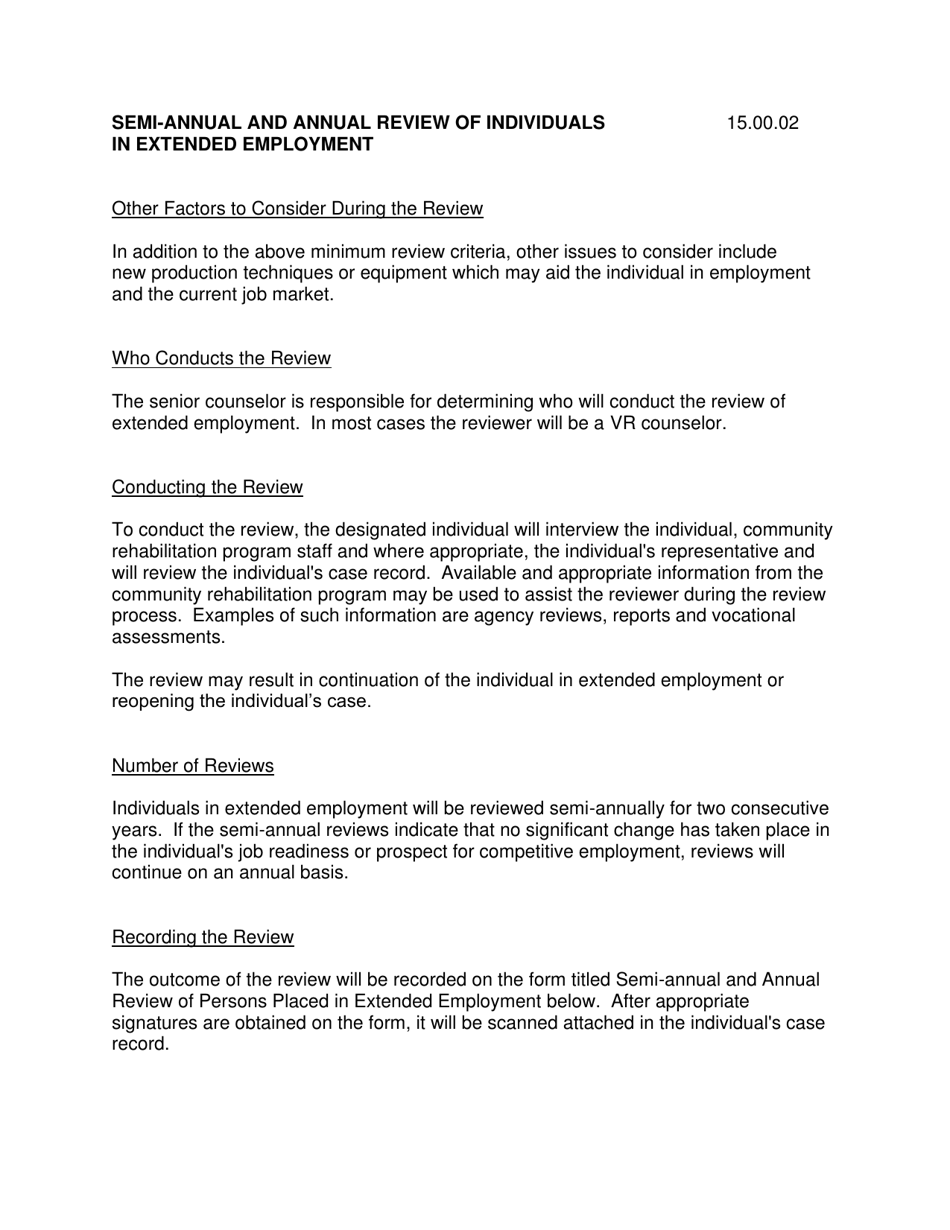 Semi-annual and Annual Review of Individuals in Extended Employment - New York, Page 2
