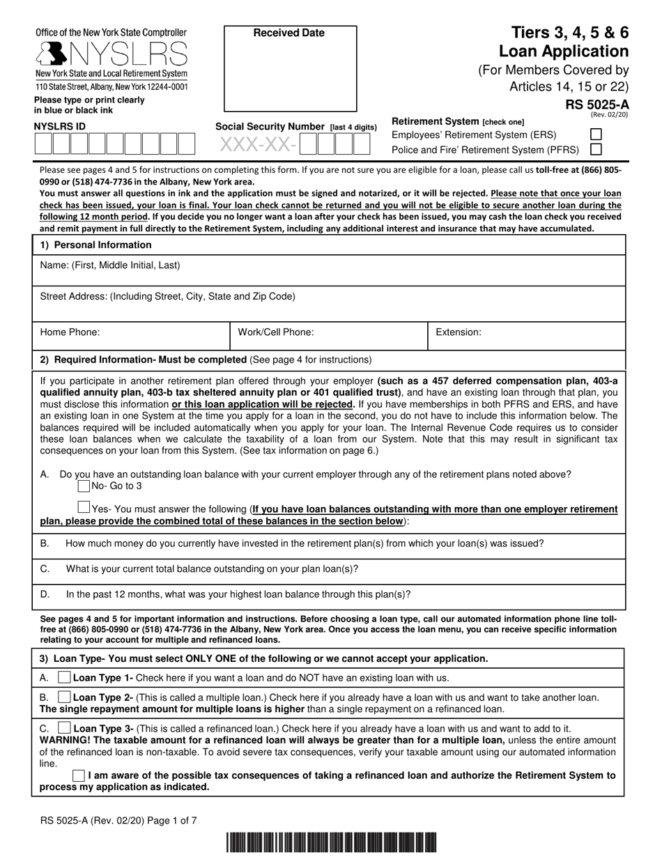 Form RS5025-A Download Fillable PDF or Fill Online Tiers 3, 4, 5 & 6 ...