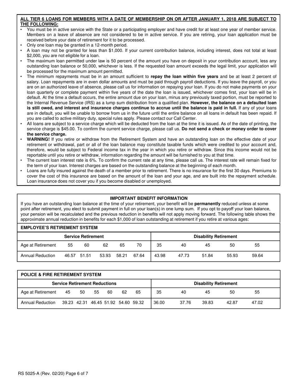 Form RS5025-A Tiers 3, 4, 5  6 Loan Application - New York, Page 6