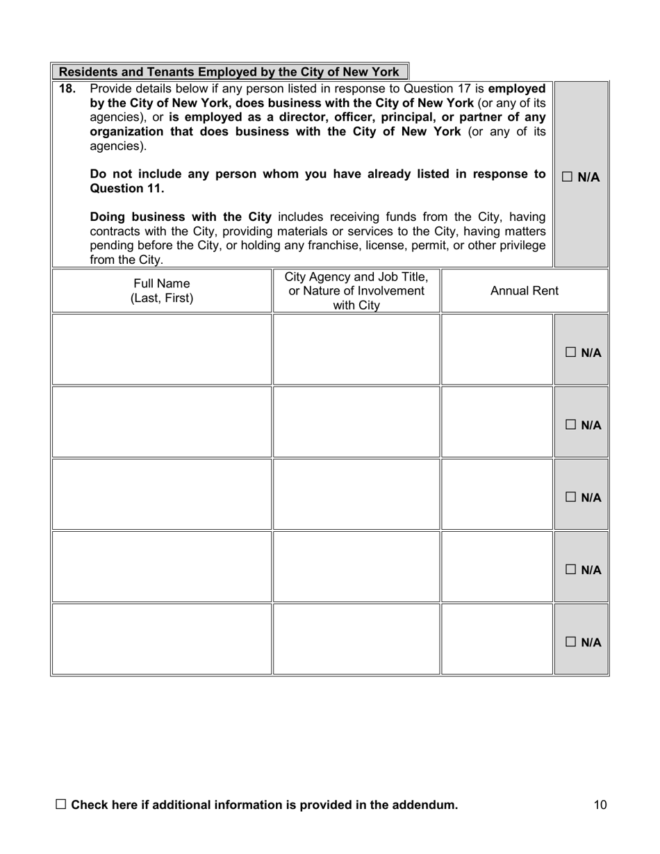 Appointment Investigation Questionnaire - New York City, Page 10