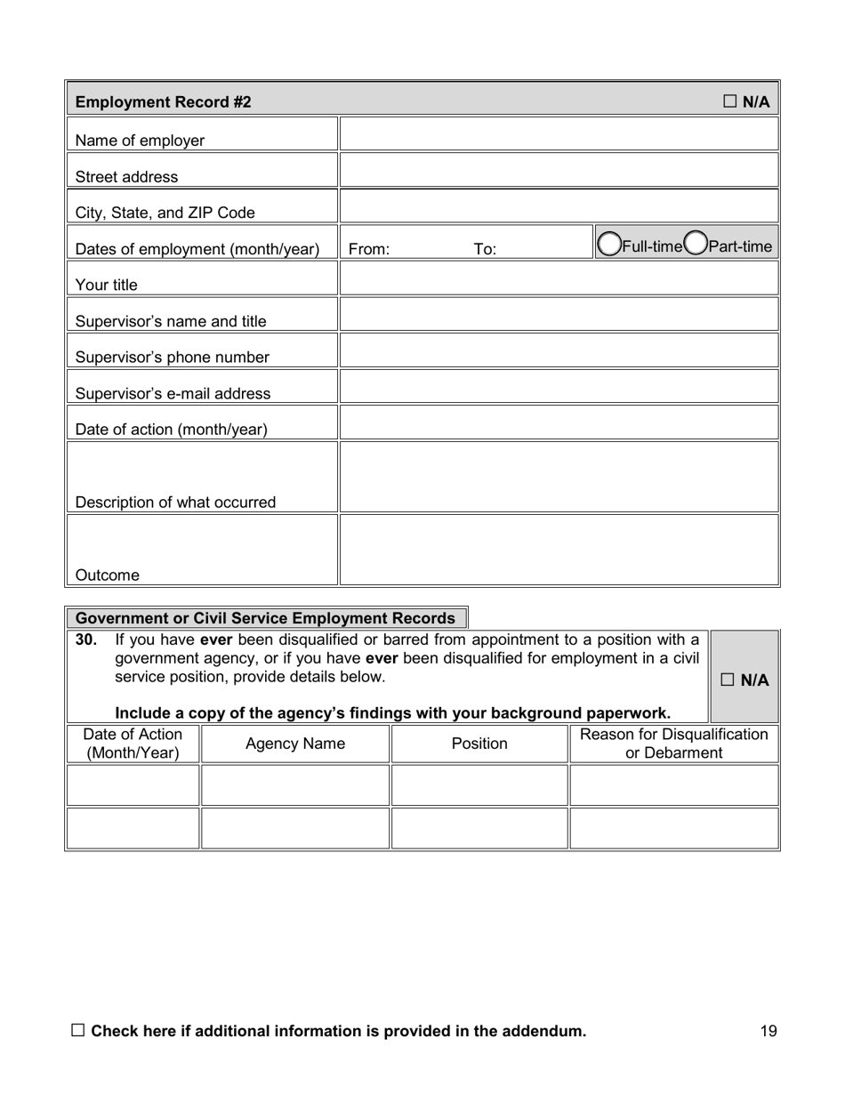 Appointment Investigation Questionnaire - New York City, Page 19