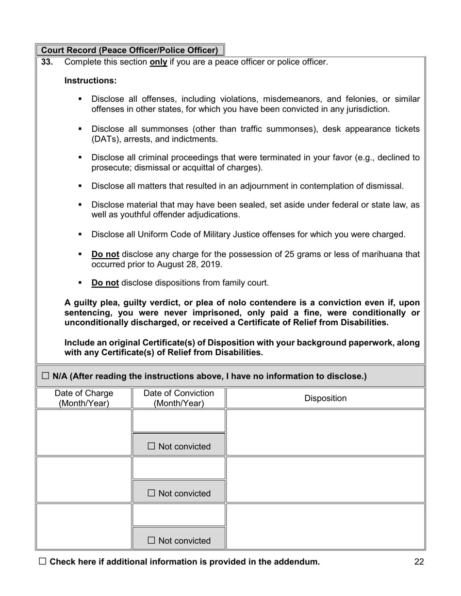 Appointment Investigation Questionnaire - New York City, Page 22
