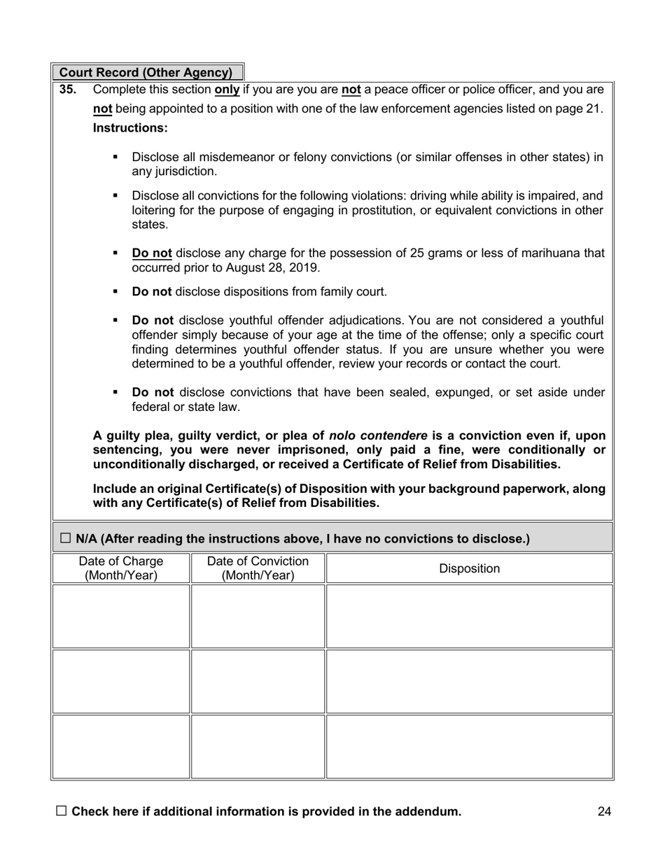 Appointment Investigation Questionnaire - New York City, Page 24
