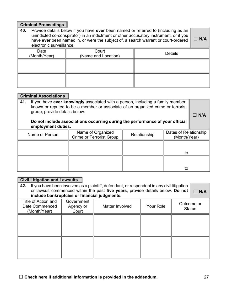 Appointment Investigation Questionnaire - New York City, Page 27