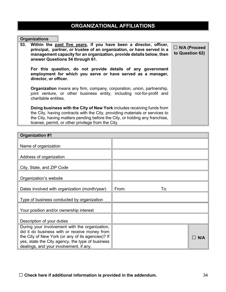 Appointment Investigation Questionnaire - New York City, Page 34