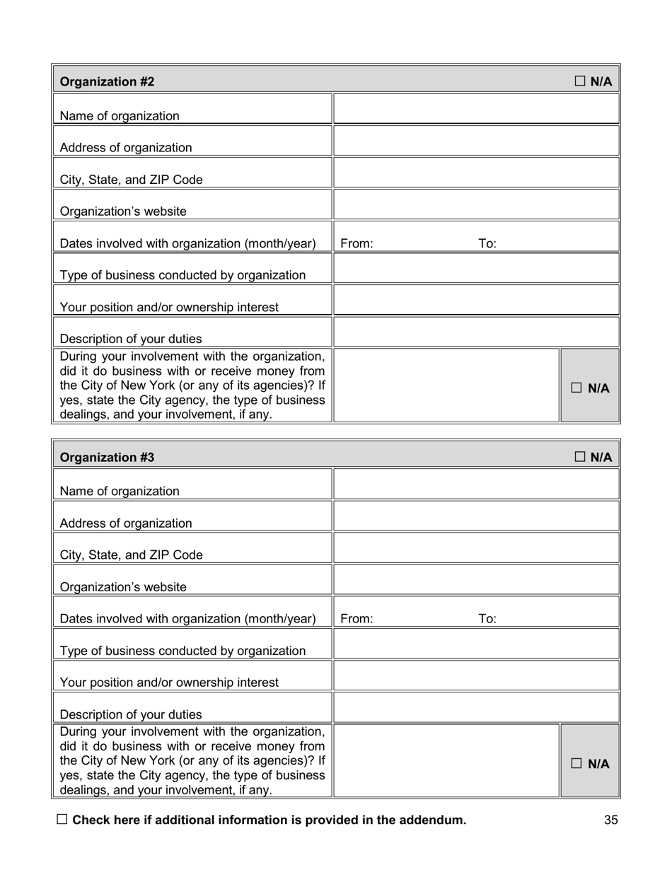Appointment Investigation Questionnaire - New York City, Page 35