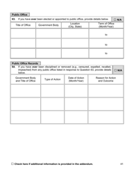 Appointment Investigation Questionnaire - New York City, Page 41