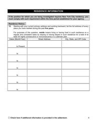 Appointment Investigation Questionnaire - New York City, Page 6
