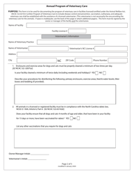 Registration Application / Renewal Application to Operate as Animal Shelter - North Carolina, Page 2