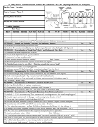 Document preview: Source Test Observers Checklist - EPA Methods 1-5 & 26a (Hydrogen Halides and Halogens) - North Carolina