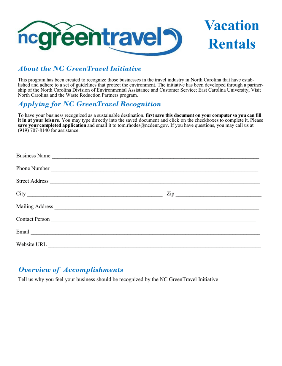 Nc Green Travel Program Vacation Rentals - North Carolina, Page 1