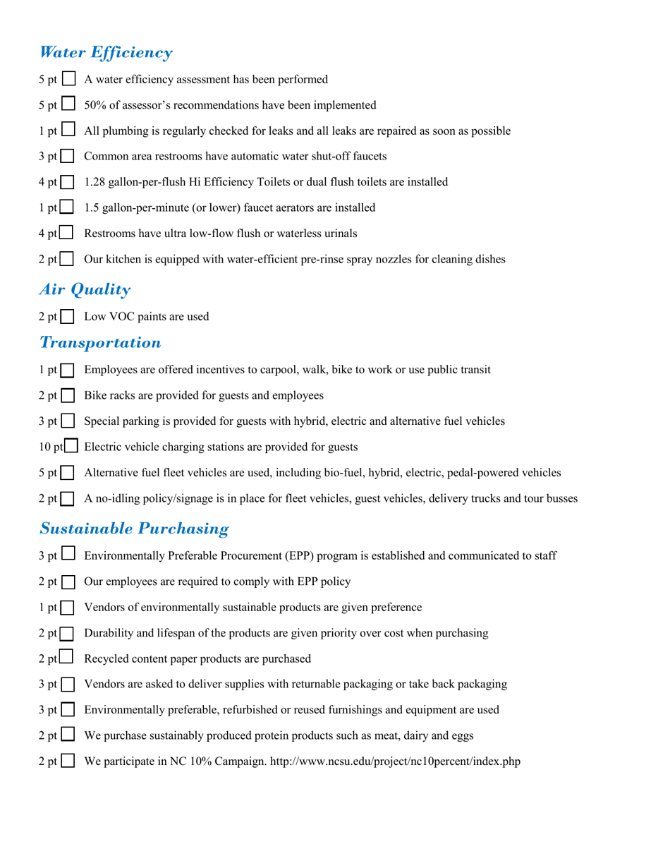 Nc Green Travel Program Restaurant Application - North Carolina, Page 5
