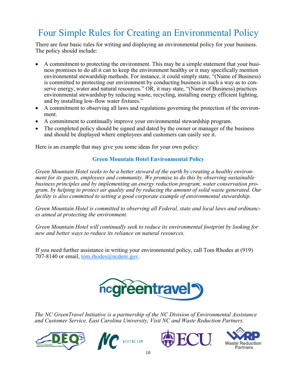Nc Green Travel Program Hotel  Lodging Application - North Carolina, Page 10