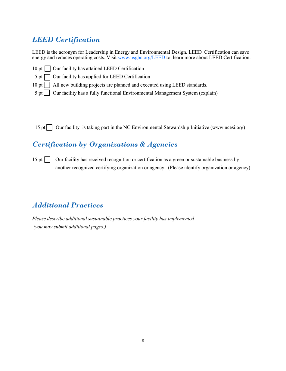 Nc Green Travel Program Hotel  Lodging Application - North Carolina, Page 8