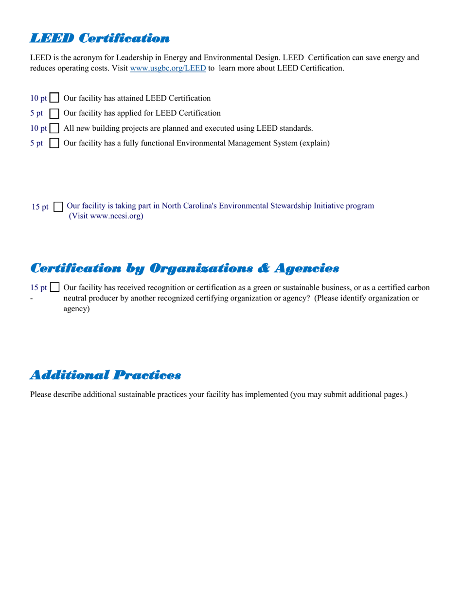 Nc Green Travel Program Distilleries Application - North Carolina, Page 8