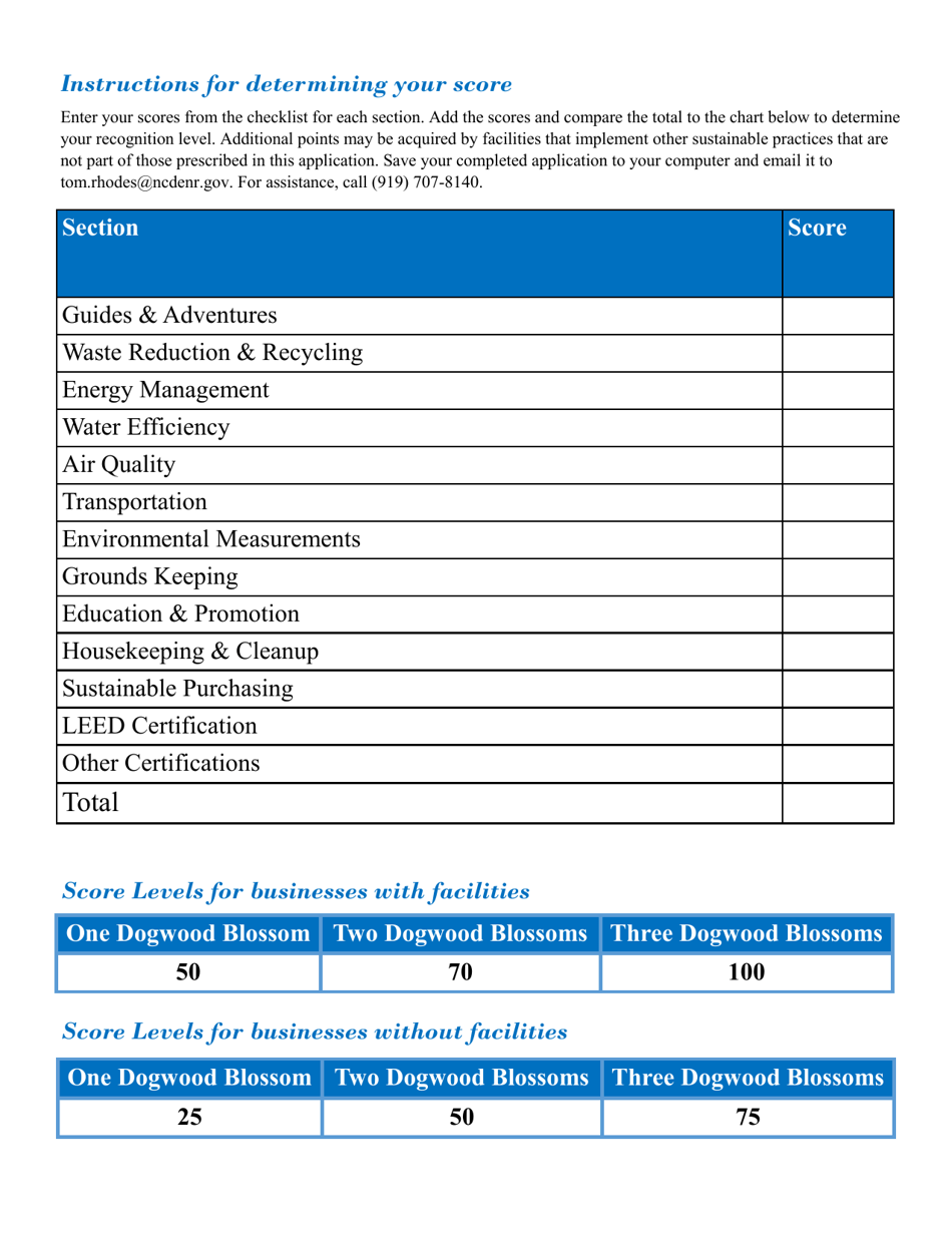 Nature Based Businesses and Campgrounds Application for Nc Greentravel Recognition - North Carolina, Page 10