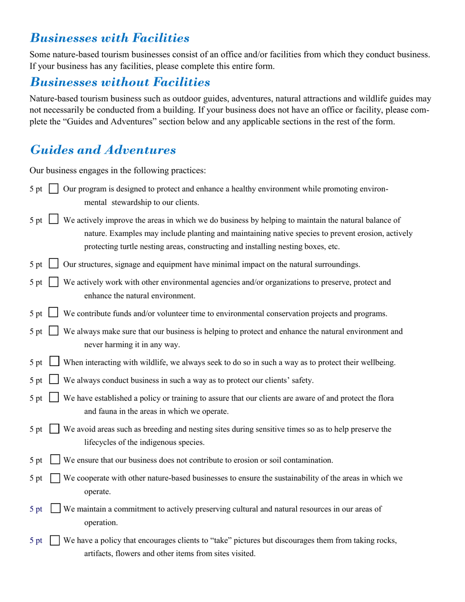 Nature Based Businesses and Campgrounds Application for Nc Greentravel Recognition - North Carolina, Page 3