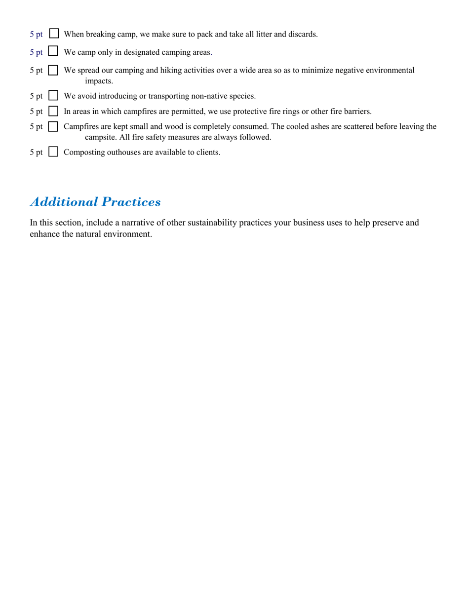 Nature Based Businesses and Campgrounds Application for Nc Greentravel Recognition - North Carolina, Page 4