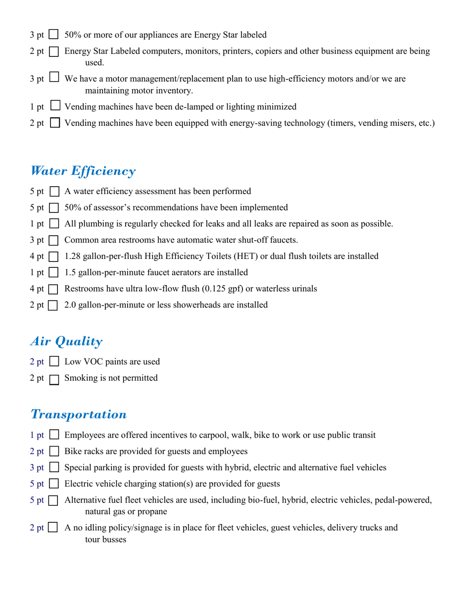 Nature Based Businesses and Campgrounds Application for Nc Greentravel Recognition - North Carolina, Page 7