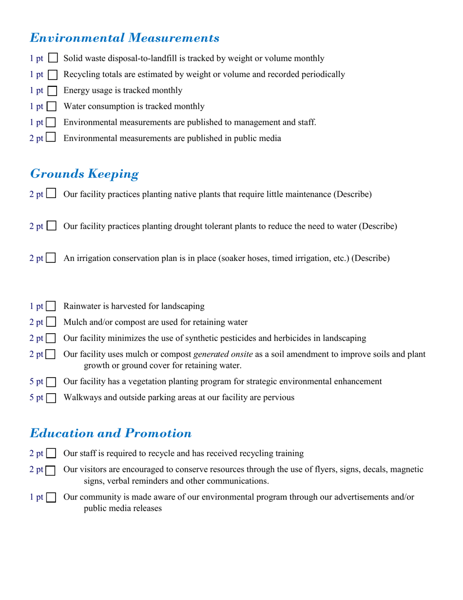 Nature Based Businesses and Campgrounds Application for Nc Greentravel Recognition - North Carolina, Page 8