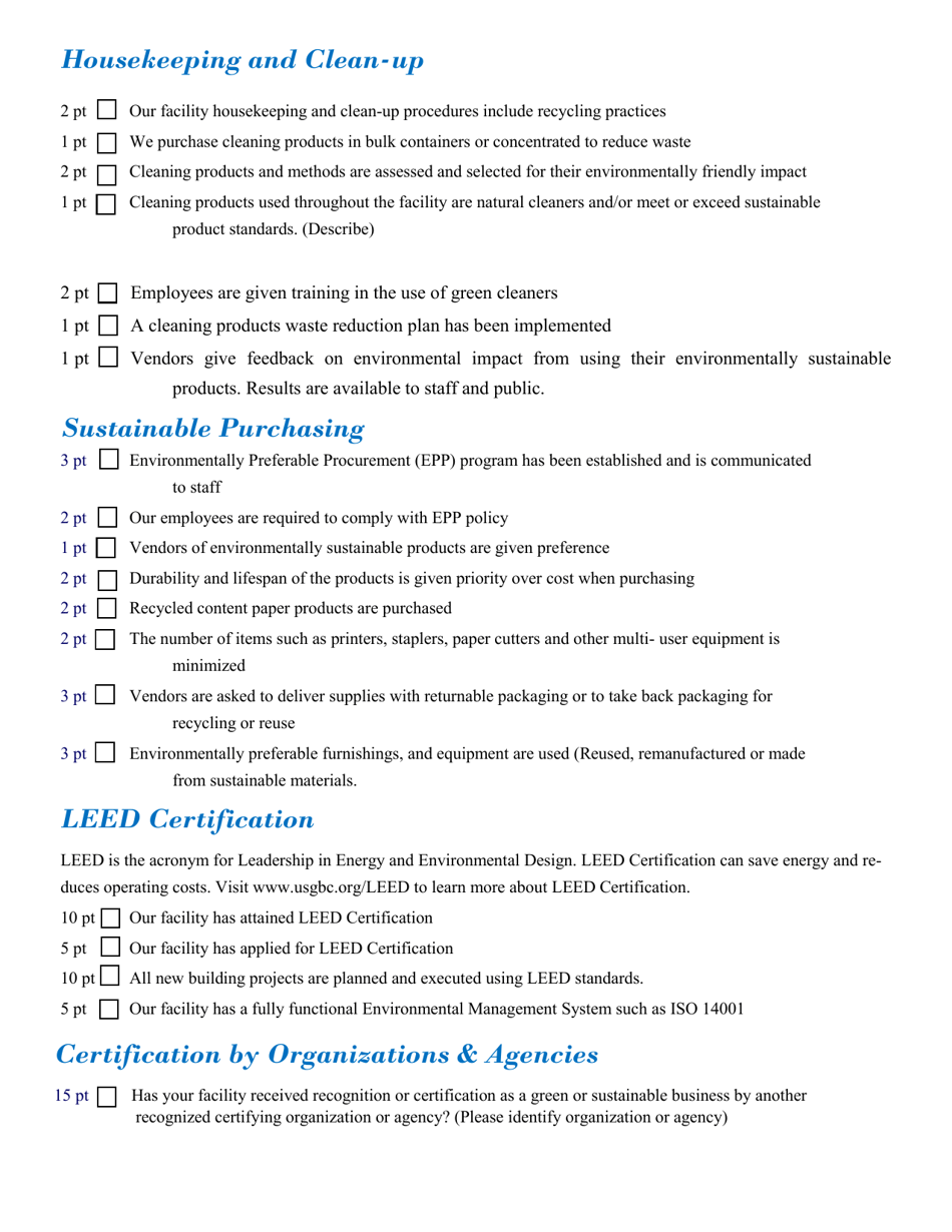 Nature Based Businesses and Campgrounds Application for Nc Greentravel Recognition - North Carolina, Page 9