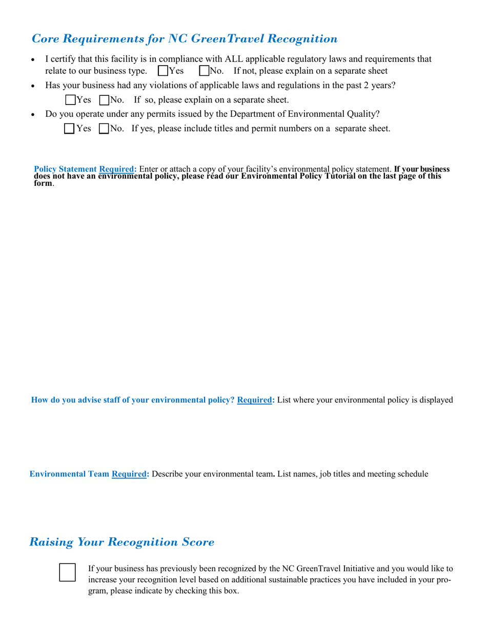 Sustainable Farms Application for Nc Greentravel Recognition - North Carolina, Page 2