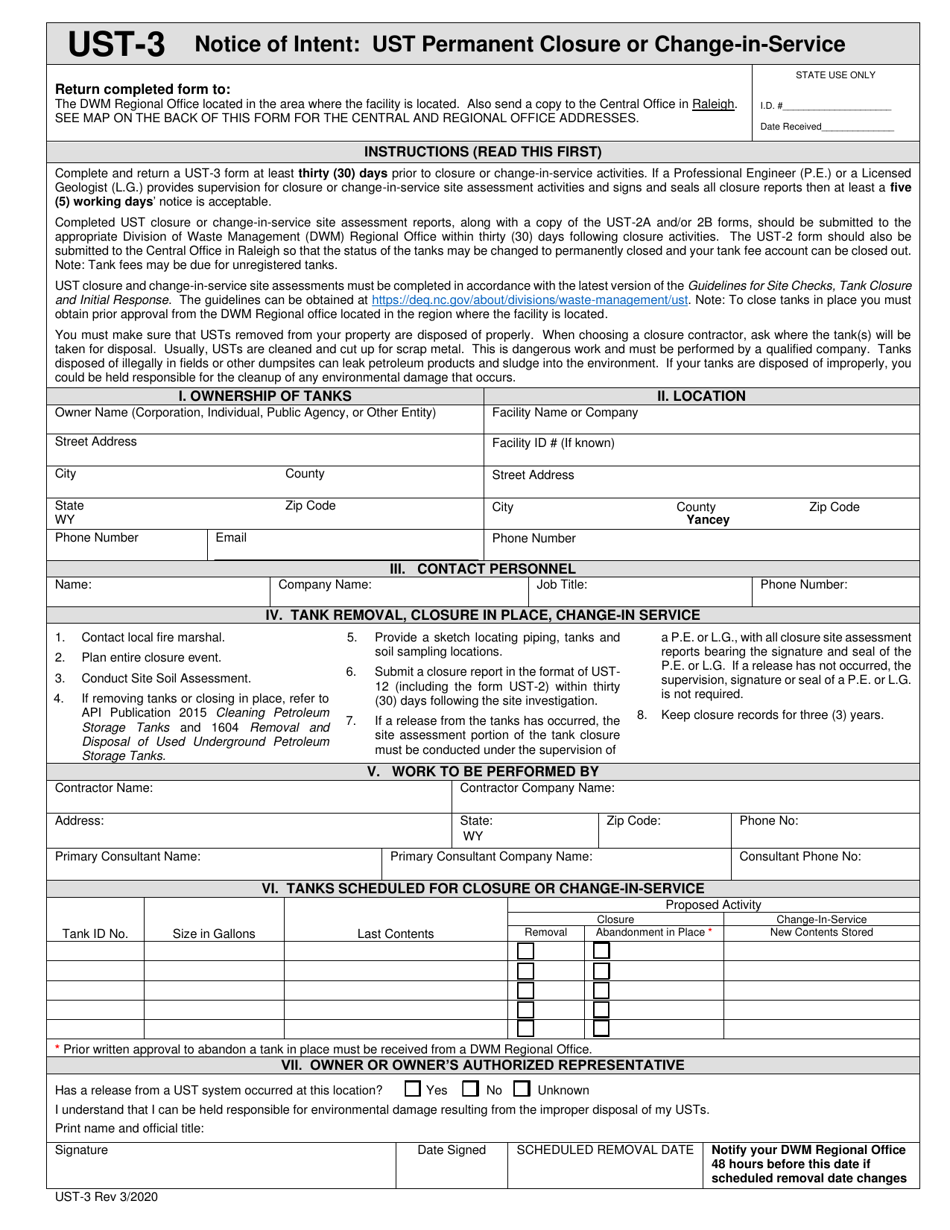 Form UST-3 - Fill Out, Sign Online and Download Fillable PDF, North ...