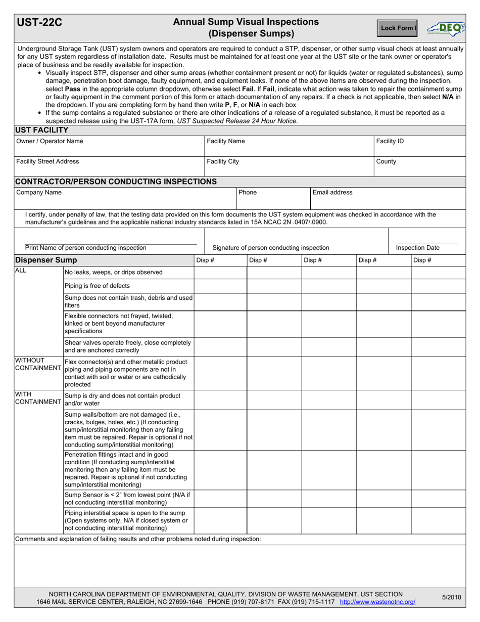 Form UST-22C - Fill Out, Sign Online and Download Fillable PDF, North ...