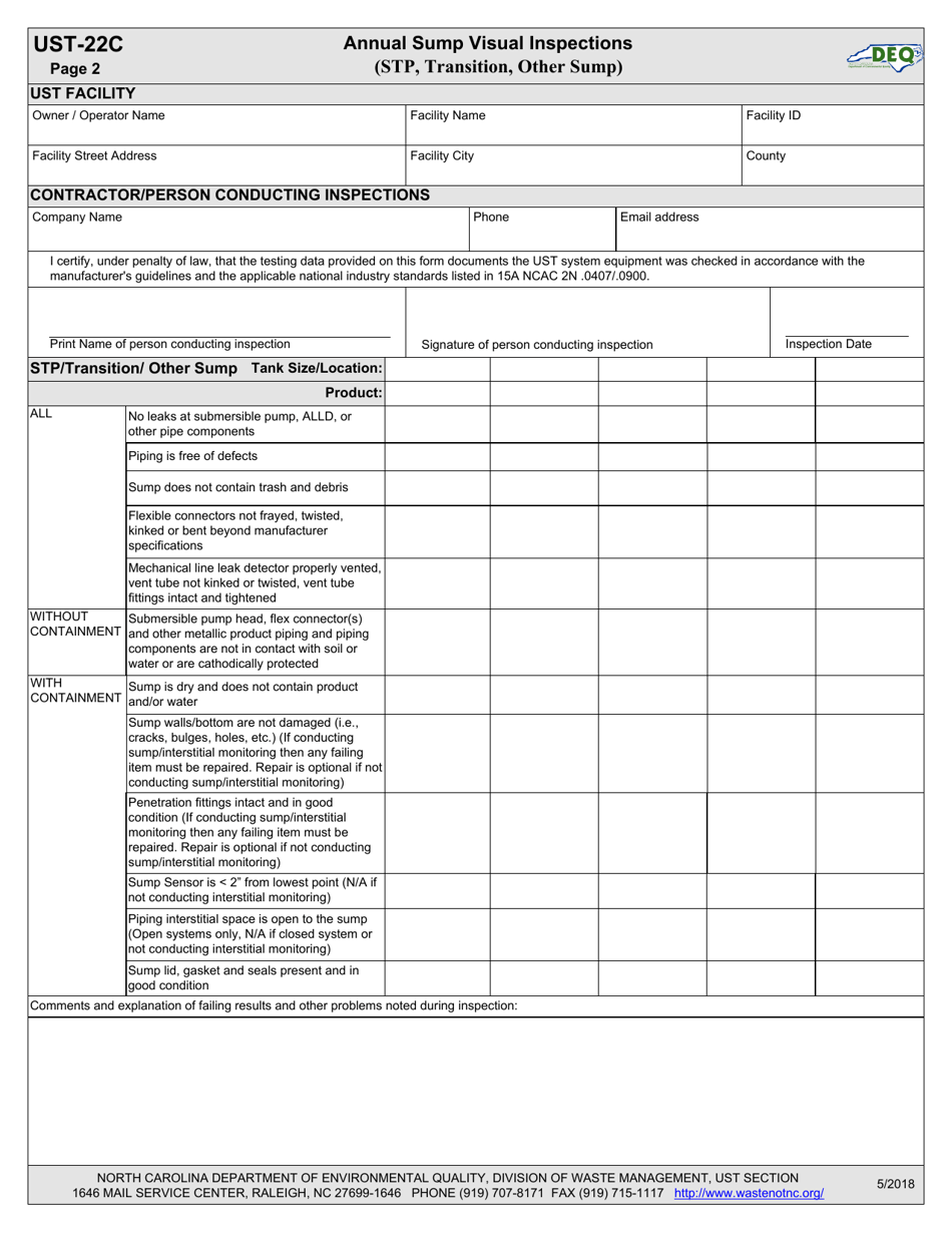 Form UST-22C - Fill Out, Sign Online and Download Fillable PDF, North ...