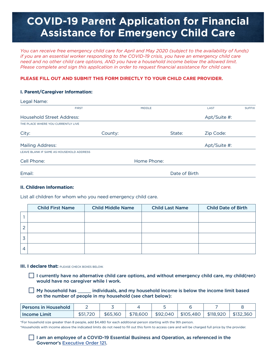 North Carolina Covid-19 Parent Application for Financial ...