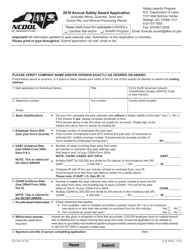 Form SA101-201 Annual Safety Award Application - North Carolina, 2019