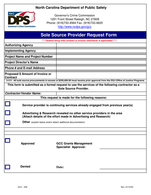 Form GCC-208  Printable Pdf