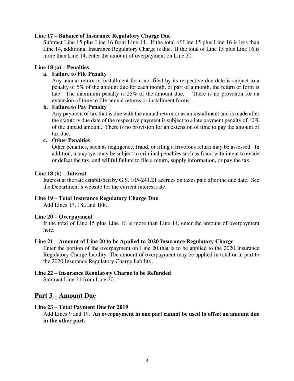 Instructions for Form IB-43 Gross Premiums Tax Return Self-insured Workers Compensation Corporation - North Carolina, Page 3