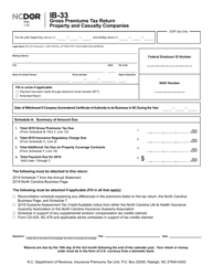 Form IB-33 Gross Premiums Tax Return Property and Casualty Companies - North Carolina, Page 2