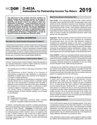 Instructions for Form D-403 Partnership Income Tax Return - North Carolina