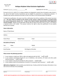 Document preview: Form AV-10A Antique Airplane Value Exclusion Application - North Carolina