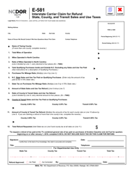 Form E-581 Interstate Carrier Claim for Refund State, County, and Transit Sales and Use Taxes - North Carolina, Page 2