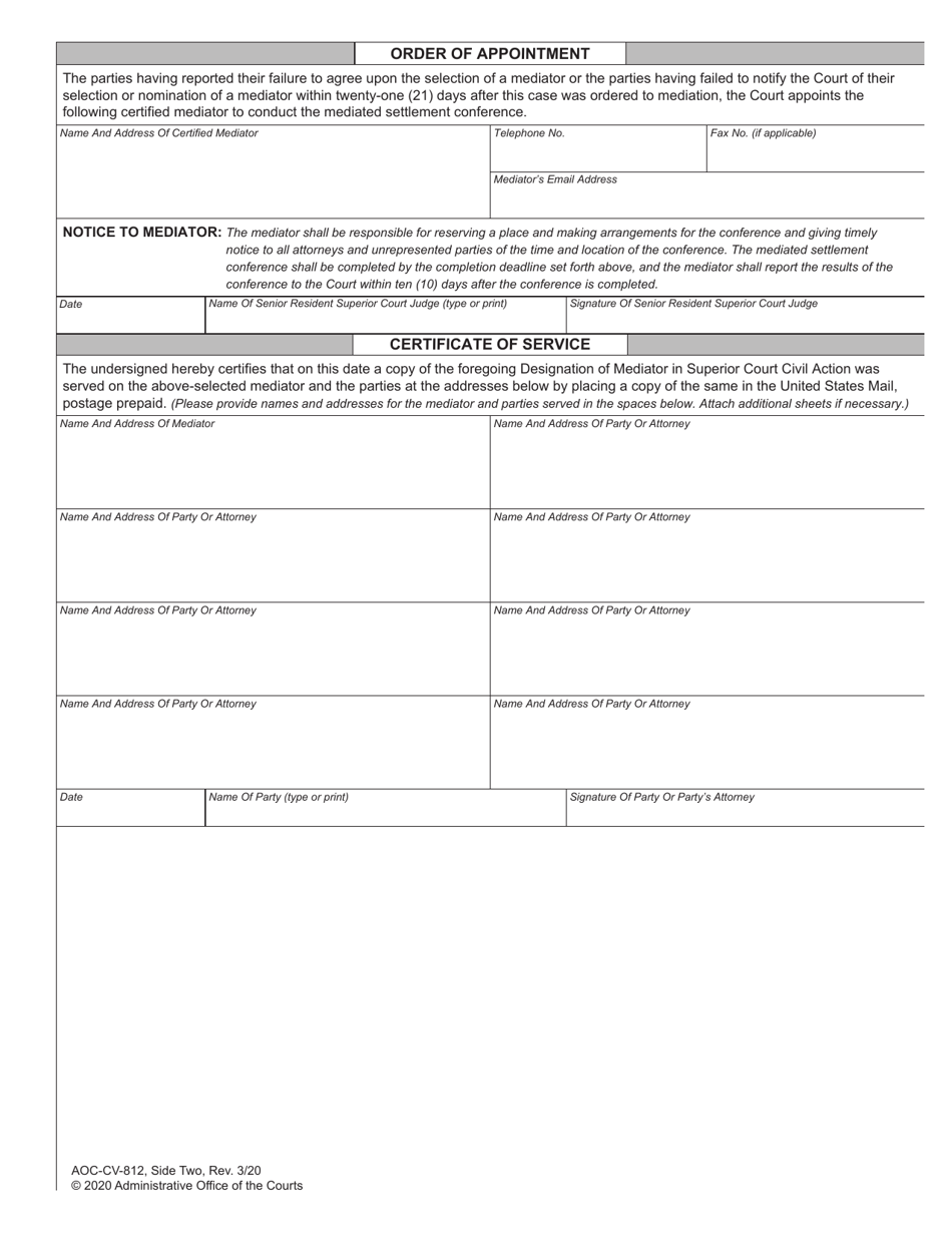 Form AOC CV 812 Fill Out Sign Online and Download Fillable PDF