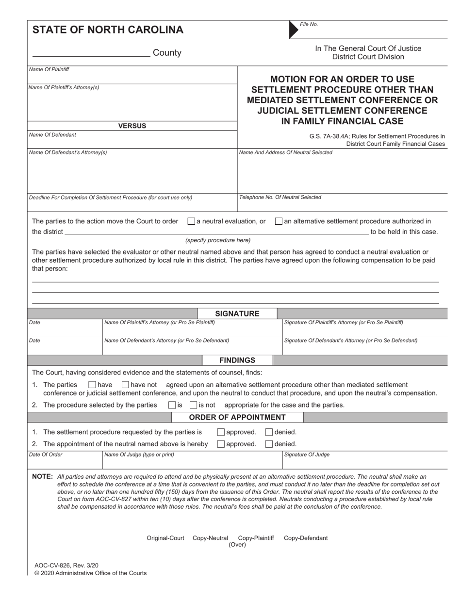 Form AOC-CV-826 - Fill Out, Sign Online and Download Fillable PDF ...