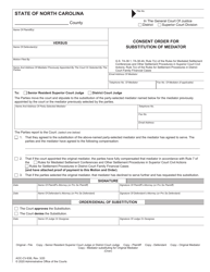 Document preview: Form AOC-CV-836 Consent Order for Substitution of Mediator - North Carolina