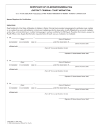 Form AOC-DRC-13 &quot;Certificate of Co-mediation/Mediation (District Criminal Court Mediation)&quot; - North Carolina