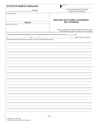 Form AOC-DRC-16 &quot;Mediated Settlement Agreement Msc Program&quot; - North Carolina