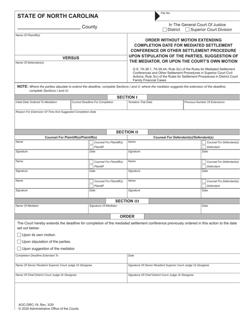 Form AOC DRC 19 Download Fillable PDF or Fill Online Order Without